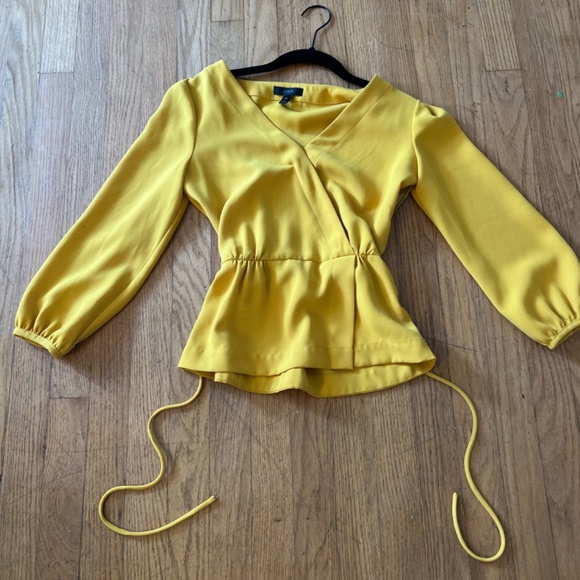 JCrew 00P yellow silk like shirt - Picture 2 of 7